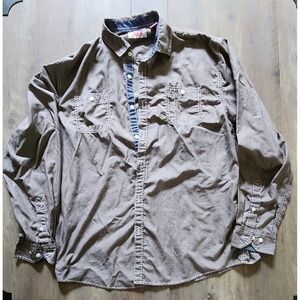 Michael Brandon Casual Button Up Taupe Brown Long Sleeve Shirt